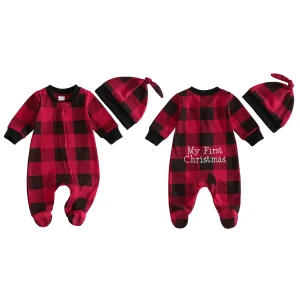 Plaid  Boy-Christmas  Footed Jumpsuit